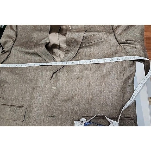 VERSINI Sport Coat Size 44R Silk Blend Blazer Shepherd's Check‎ Tan - Picture 8 of 13